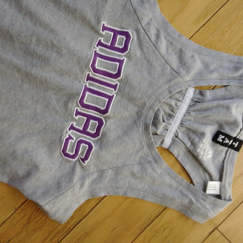 Adidas workout muscle top grey/purple szS